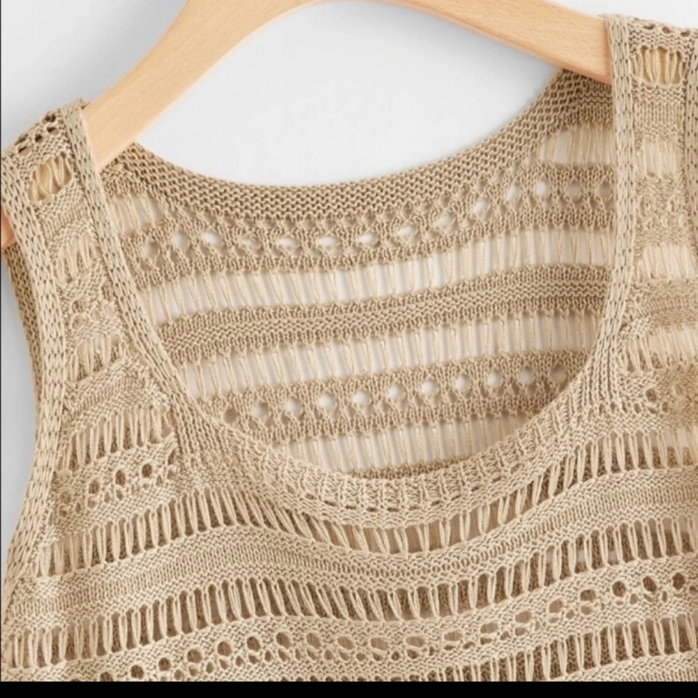 Knitted Boho Fringe Tank Top - Picture 2 of 7